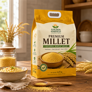 Sachet plat refermable personnalisé <span class=keywords><strong>de</strong></span> qualité alimentaire, résistant à l'humidité, avec fermeture éclair, pour <span class=keywords><strong>millet</strong></span>, riz et céréales, à 8 soudures latérales - Product Image 4