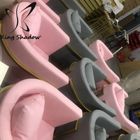 Offre Spéciale chaise de salle à manger Design moderne chaise en métal chaise à ongles rose pour Salon de beauté