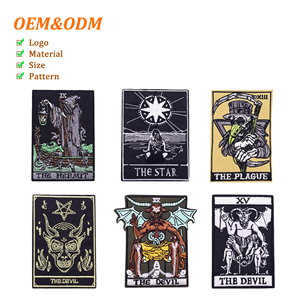Patchs thermocollants brodés 3D OEM Dark Occult Tarot, motifs CE Homme Accroché, Ermite, Chat, pour sacs à dos en <span class=keywords><strong>toile</strong></span>, chapeaux et accessoires de décoration - Product Image 1