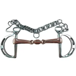 Produtos de equitação para cavalo, brocas Kimberwick, brocas de cobre com boca dupla, juntas com corrente de gancho e meio-fio, brocas para cavalo