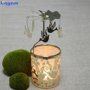 Weihnachten Dekoration Taube spinning glas tee licht karussell gold rotierenden kerze halter - Product Image 2