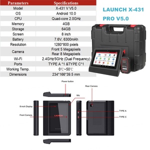 เครื่องสแกน OBD2 ระดับมืออาชีพ ปี 2024 สำหรับ X-431 PRO V5.0 เครื่องวิเคราะห์เครื่องยนต์ 2.0GHz Octa-core หน่วยความจำ 64GB หน้าจอสัมผัส 8 นิ้ว แบตเตอรี่ 6300mAh - Product Image 5