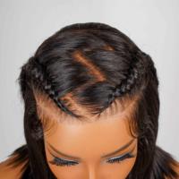 Perruques de cheveux humains pour femmes noires, 10-14 pouces, pré-tressées, coupe droite, style bob, avec dentelle frontale 13*6, ligne de cheveux naturelle, en dentelle HD