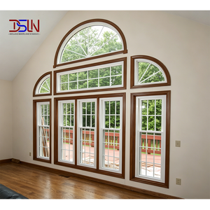 Ventana Arqueada de Aluminio con Rotura de Puente Térmico, Doble Acristalamiento, Insonorizada, Resistente a Impactos, para Residencias y Villas - Product Image 1