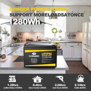Batterie de stockage d'énergie solaire au lithium rechargeable 12V 24V 100Ah à cycle élevé LiFePo4 pour marine, camping-car, ordinateur portable, jeux - Product Image 3