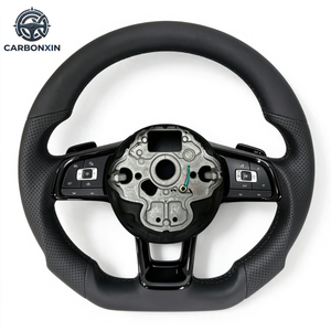 Volant en cuir véritable compatible avec Volkswagen VW Polo MK7 Passat Golf 4 5 6 7 8 GTI R Line MK5 MK6 MK7 MK8 2015 2016 2017 - Product Image 3