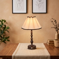 Lampe de table moderne en bois sans fil rechargeable avec LED blanc chaud, base simple E14 pour chevet ou décoration de salon