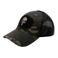 Sombrero de montar de malla de velcro de camuflaje para exteriores bordado personalizado 100% poliéster gorra táctica de verano para montañismo sol bajo