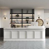 Comptoir de travail moderne en MDF de style commercial français avec comptoir de réception pour café, fleuriste, bureau, hôtel – Durable