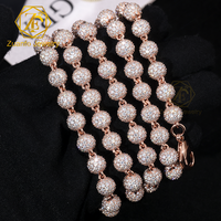 Chaîne cubaine en argent 925 personnalisée pour bijoux hip-hop, avec breloques bling et moissanite VVS, style chaîne à billes glacée