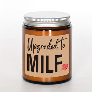 Cadeau de maternité en verre ambré brun personnalisé tasse de cire de soja naturelle pure bougie parfumée de luxe - Product Image 5