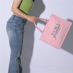 Women's Oversize Large <b>Weekend</b> Canvas Cotton Shopping Tote <b>Bag</b> with Custom <b>Black</b> Logo Fashionable Letter Pattern - Product Image 2