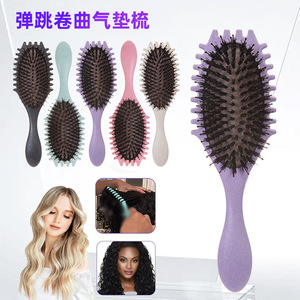 Peigne pour cheveux bouclés en paille de blé et nylon, à dents larges, pour massage du cuir chevelu, usage domestique - Product Image 3