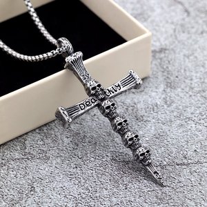 Stainless Steel Men's Skull <b>Cross</b> Pendant With Distressed Punk Design For Clothing Matching Gift - Product Image 2