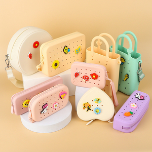 Bán buôn Silicone tự làm bãi biển túi nhỏ bogg Túi Silicone trang điểm bàn chải túi trái tim đồng xu Ví Silicone bút chì trường hợp - Product Image 2