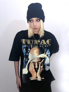 T-Shirt Vintage Stile Americano 2PAC Tupac West Coast, Manica Corta, Vestibilità Ampia, Design Retrò Hip Hop - Product Image 2