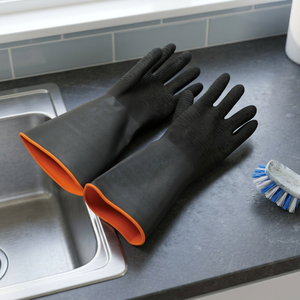 Gants de travail de sécurité de haute qualité, imperméables, en caoutchouc industriel, gants en latex noir pour la protection des mains et des bras, service OEM - Product Image 4