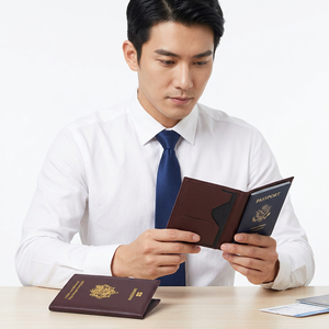 WRIZA PU Leather <b>Passport</b> <b>Holder</b> RFID Blocking Minimalist Design Heat-Transfer Printing No Closure 30mm Thick 40g Lightweight - Product Image 3