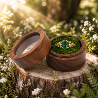 Boîte à bijoux ronde en bois massif avec couvercle transparent, gravure de noms et date pour proposition de mariage, souvenir
