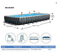 INTEX 26364 7.32*3.66*1.32m Rectangle Famille Enfants Adultes En Plein Air Plaisir De L'eau Hors Sol En Acier Métal Cadre Piscine
