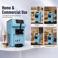 Machine à glace molle professionnelle 12L/H, mini, simple saveur, de comptoir, 1200W avec pompe à air et trémie en acier inoxydable de 8,5L