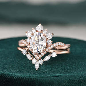 Conception de vente chaude bijoux Moissanite personnalisés mode 14k or anneaux de mariage ovale coupe diamant bague de fiançailles