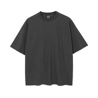T-shirt personnalisé 100% coton 250 g/m² imprimé, lourd, délavé à l'acide, vintage, grande taille, pour homme, coupe oversize