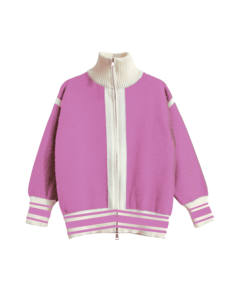 Cárdigan de Punto con Bloques de Color para Mujer, Diseño Personalizado OEM ODM, con Cierre y Rayas en Contraste - Product Image 4