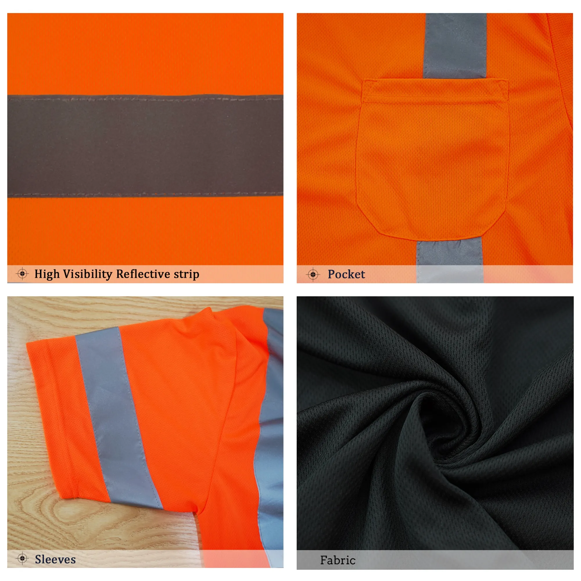 LX 스톡 로우 MOQ 반사 안전 티셔츠 오렌지 블랙 반사 프린트 폴로 티셔츠 로고이있는 반소매 티셔츠