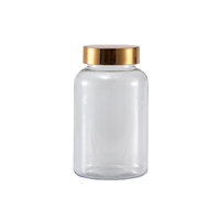 Bouteille en plastique PET pour compléments alimentaires avec couvercles dorés UV, flacon pour bonbons, gommes et capsules médicales avec couvercles à vis argentés