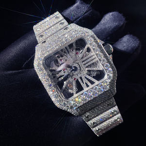 Buss Down <span class=keywords><strong>Moissanite</strong></span> Assista Fornecedor De Aço Inoxidável Relógios Mecânicos para Homens De Luxo Iced Out Vvs Com Caixa - Product Image 3