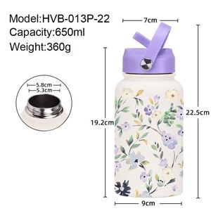Fashion Portable Portable Straw Water <b>Bottle</b> Stainless Steel Large Diameter Sports Water <b>Bottle</b> Printing Design 650ml - Product Image 3