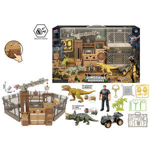 Ensemble <span class=keywords><strong>de</strong></span> jeu <span class=keywords><strong>de</strong></span> simulation <span class=keywords><strong>de</strong></span> <span class=keywords><strong>chasse</strong></span> avec clôture en plastique, figurine <span class=keywords><strong>de</strong></span> <span class=keywords><strong>dinosaure</strong></span>, jouet DIY - Product Image 1