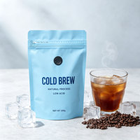 Sacs à café personnalisés avec logo imprimé, valve, fermeture éclair latérale, fond plat, réutilisables, thermoscellés, pour l'emballage des grains de café