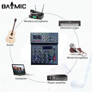 DAYMIC Портативный USB аудио интерфейс 4 6-канальный аудио микшер консоль домашняя студия запись компьютера 99 DSP эффекты - Product Image 5