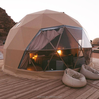 Dôme géodésique de glamping en forêt, maison préfabriquée en demi-sphère, tentes dômes géodésiques en PVC pour le camping