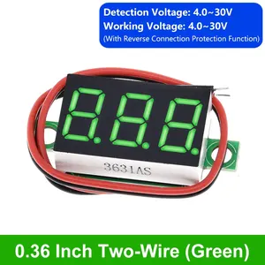 0.36 inch 2/3 dây 0.36 ''dc 4.5-30V 3 chữ số hiển thị vôn kế mini LED kỹ thuật số Bảng điều chỉnh điện áp Meter cụ đỏ/xanh/Gree