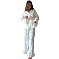 Nouvel ensemble de pyjama en pur coton rayé à manches longues, confortable et respirant, pour femme, collection automne-hiver 2026 Europe-Amérique