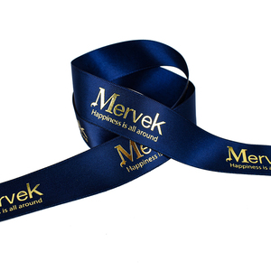 Hot bán thân thiện với môi tùy chỉnh tên thương hiệu <span class=keywords><strong>Luster</strong></span> Quà Tặng <span class=keywords><strong>Ribbon</strong></span> 3D Lá vàng in satin Grosgrain Logo giáng sinh hanukkah - Product Image 6