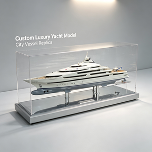 Maqueta de Yate de Lujo Personalizada con Casco Multideck Blanco y Soporte de Exhibición - Product Image 5