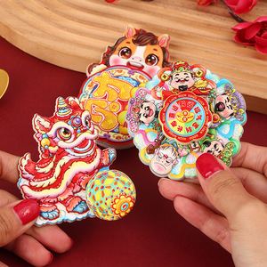 Rotating New Year Refrigerator Magnet Creative Double Rotating Magnetic Sticker Lion Dance Resin Ornament Chinese New Year Decor - Product Image 4