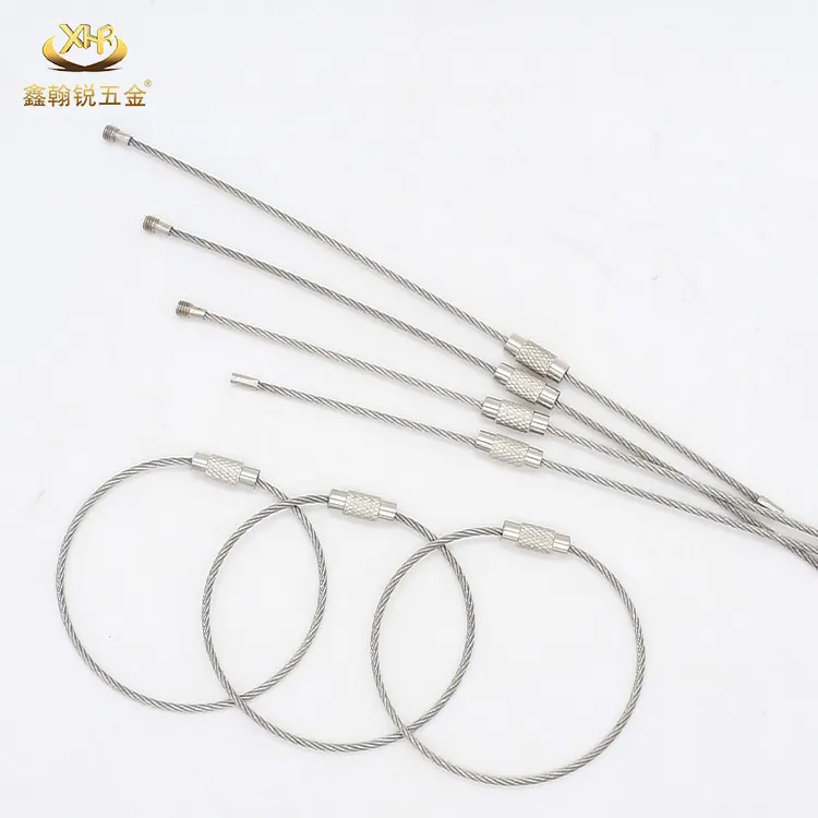 Factory Wholesale Stainless Steel 150mm Cable Wire Rope Keychain Wire Key Ring