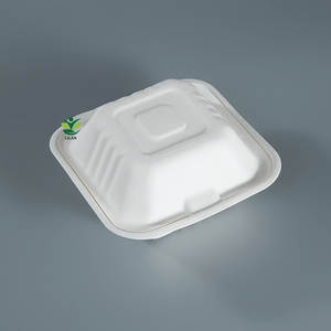 6 inci Biodegradable Sugarcane Bagasse Pulp Makanan Cepat kemasan <span class=keywords><strong>Burger</strong></span> kotak Clamshell UNTUK RESTORAN - Product Image 4