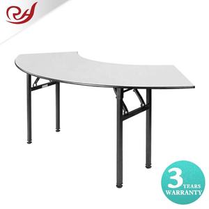 Tables pliantes blanches au design moderne, <span class=keywords><strong>demi</strong></span>-<span class=keywords><strong>lune</strong></span>, en contreplaqué, pieds en métal, tables pliantes pour hôtel, mariage, salle de banquet - Product Image 3
