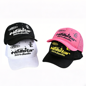 Cappello Trucker a 5 Pannelli All'Ingrosso, Multicolore con Stampa a Stelle, Cappellino da Baseball in Rete per Sport e Uso Quotidiano - Product Image 1