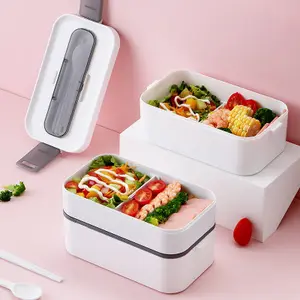Personalizado de Qualidade Alimentar Caixa de Bento Tiffin Microondas Aquecida 2 Camada Food Recipientes De Armazenamento