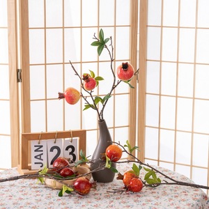 กิ่งทับทิมประดิษฐ์สีชมพูส้มจาก CallaFloral สำหรับตกแต่งบ้าน กิ่งเดี่ยว รุ่น MW10102 - Product Image 1