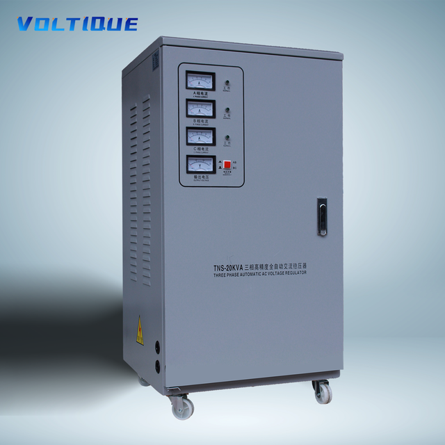 VOLTIQUE Customized YKTNS-20kVA Three Phase AC Servo Automatic Voltage Regulator SVC LCD Display 50/60Hz IP20