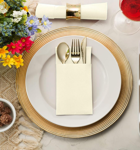 <span class=keywords><strong>Serviette</strong></span> jetable <span class=keywords><strong>pré</strong></span>-<span class=keywords><strong>pliée</strong></span> en papier Airlaid de 40*40 cm, 55 g/m², 1 plis, colorée, pour réception de mariage, Noël, baby shower - Product Image 4