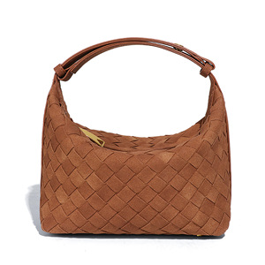 Women's Lady Fashion Handmade Weaving Luxury Vintage Woven Soft Suede PU Leather Waterproof Portable Underarm Beach <b>Bag</b> Flowers - Product Image 6